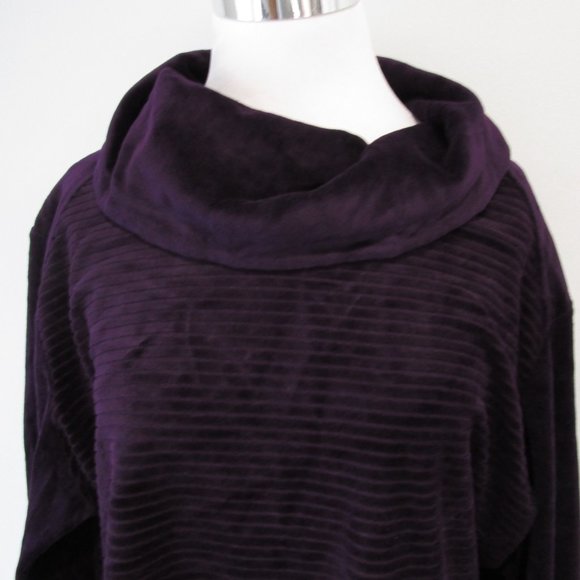 NWT Purple Velour Ribbed Cowl Neck Top Sweater - Picture 5 of 10